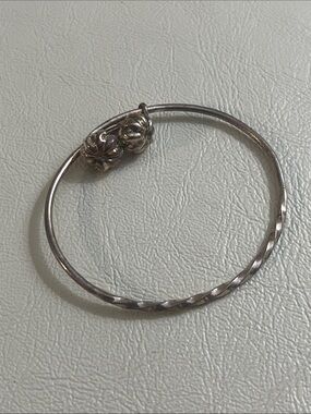 children's 925 sterling silver twisted floral knot bangle bracelet